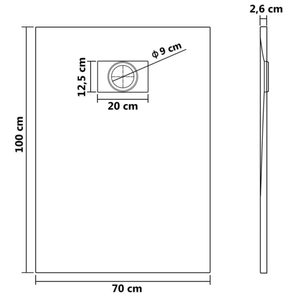 vidaXL Shower Base Tray SMC Gray 39.4"x27.6" - Image 8