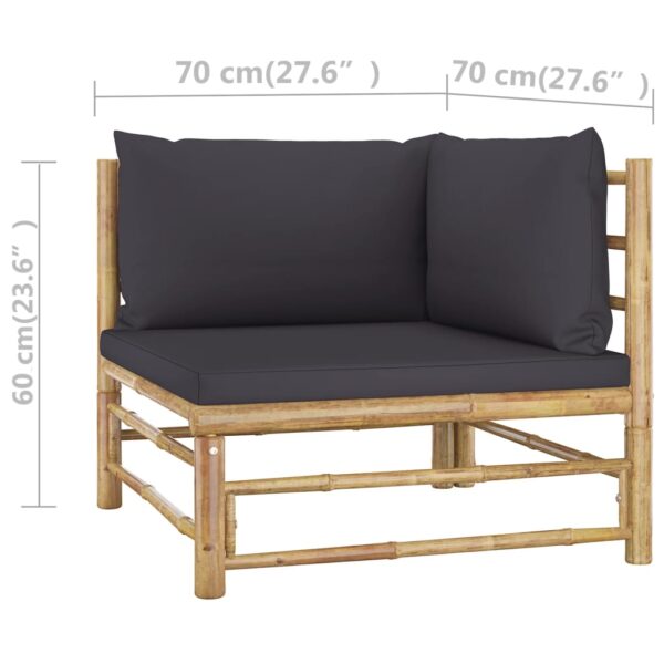 vidaXL 2 Piece Patio Lounge Set with Dark Gray Cushions Bamboo - Image 7