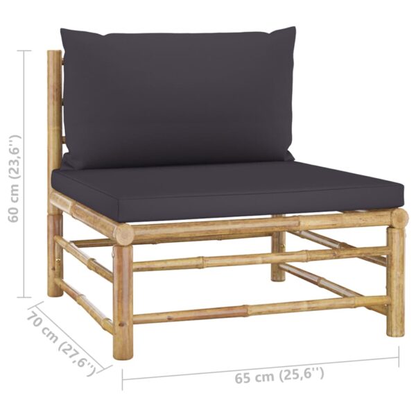 vidaXL 8 Piece Patio Lounge Set with Dark Gray Cushions Bamboo - Image 12