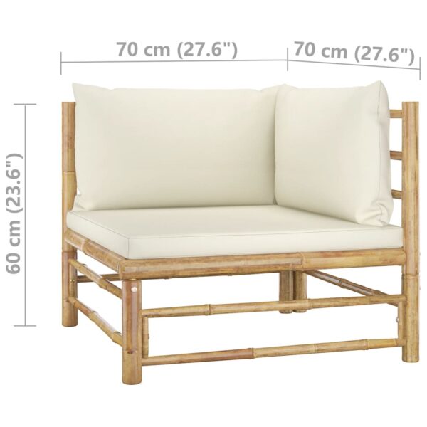 vidaXL 12 Piece Patio Lounge Set with Cream White Cushions Bamboo - Image 11