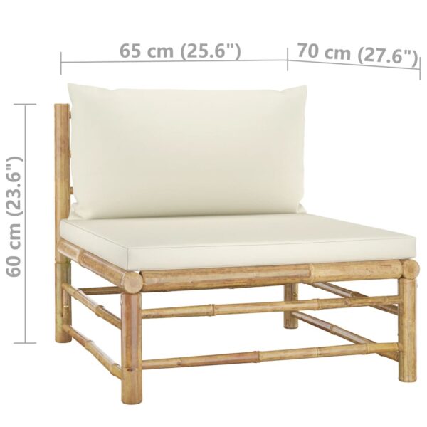 vidaXL 12 Piece Patio Lounge Set with Cream White Cushions Bamboo - Image 12