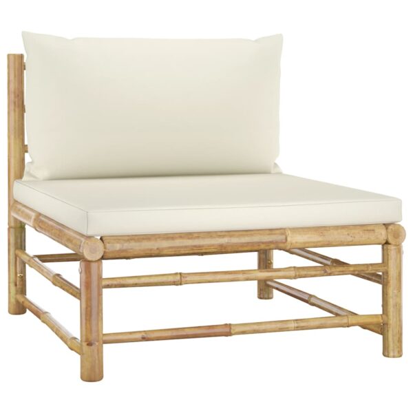 vidaXL 12 Piece Patio Lounge Set with Cream White Cushions Bamboo - Image 5