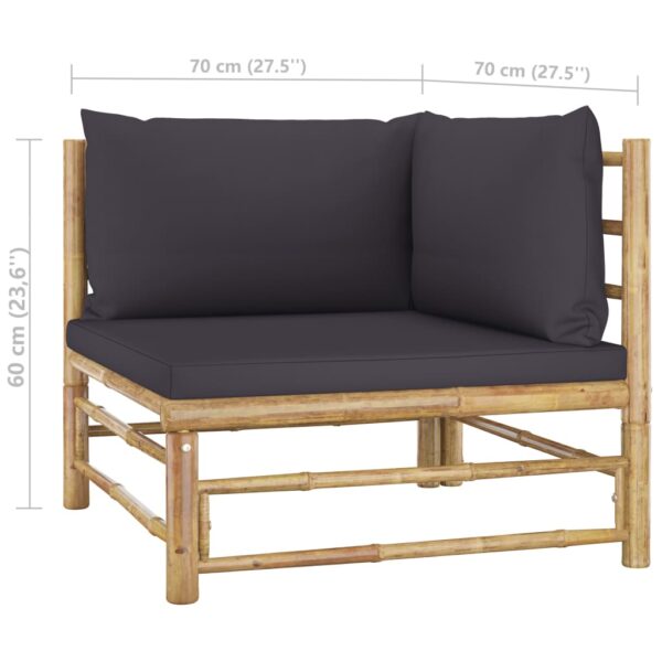 vidaXL 12 Piece Patio Lounge Set with Dark Gray Cushions Bamboo - Image 11