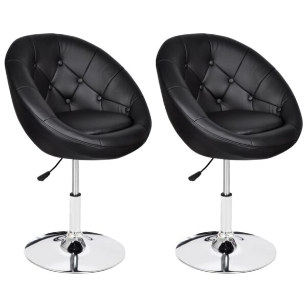 vidaXL Bar Stools 2 pcs Black Faux Leather - Image 2