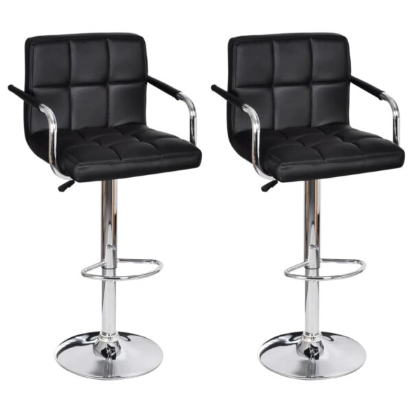 vidaXL Bar Stools 2 pcs Black Faux Leather - Image 2