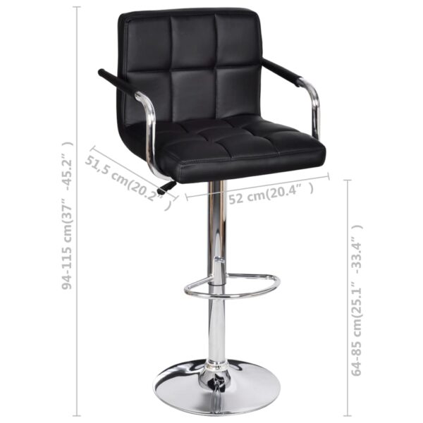 vidaXL Bar Stools 2 pcs Black Faux Leather - Image 8