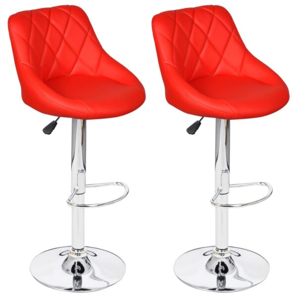 vidaXL Bar Stools 2 pcs Red Faux Leather - Image 2