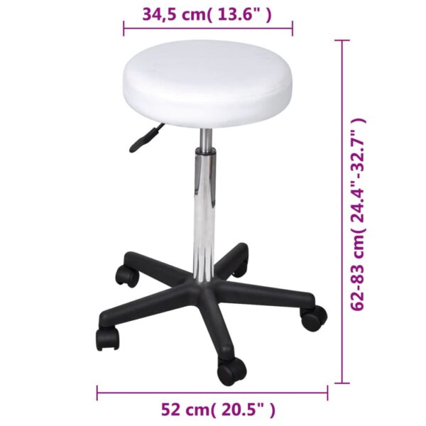 vidaXL Office Stool White Faux Leather - Image 4