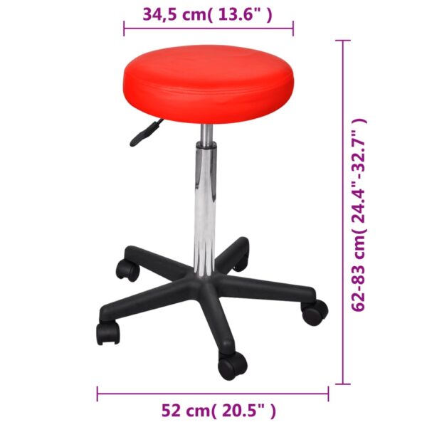 vidaXL Office Stool Red Faux Leather - Image 4