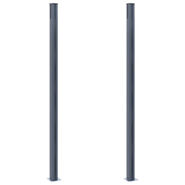 vidaXL Fence Posts 2 pcs Dark Gray 72.8" Aluminum - Image 3