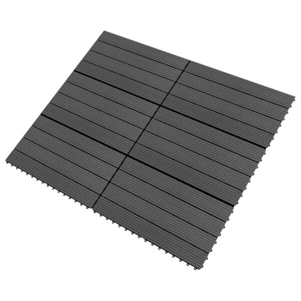 vidaXL Decking Tiles 6 pcs WPC 23.6"x11.8" 11.6 ftÂ² Black - Image 2