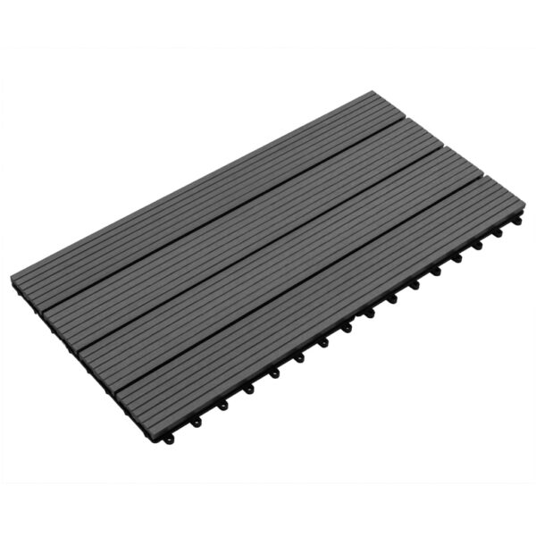 vidaXL Decking Tiles 6 pcs WPC 23.6"x11.8" 11.6 ftÂ² Black - Image 4