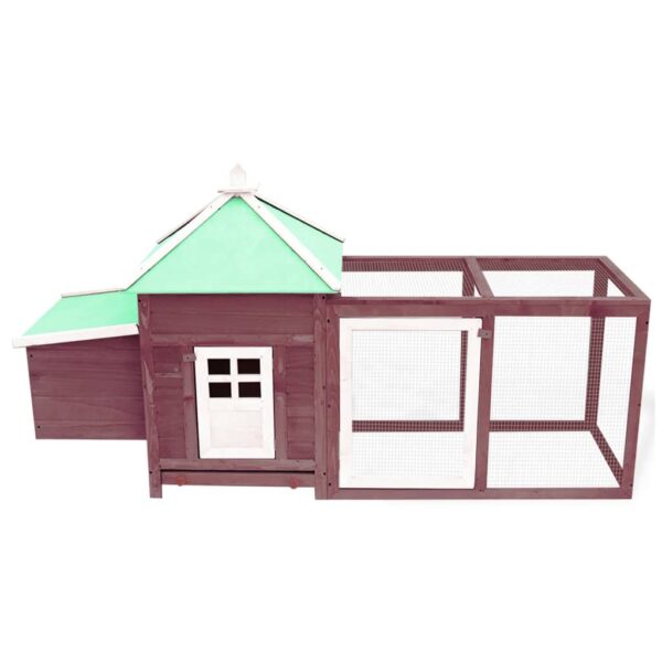 vidaXL Chicken Coop with Nest Box Mocha 74.8"x28.3"x40.2" Solid Firwood - Image 2