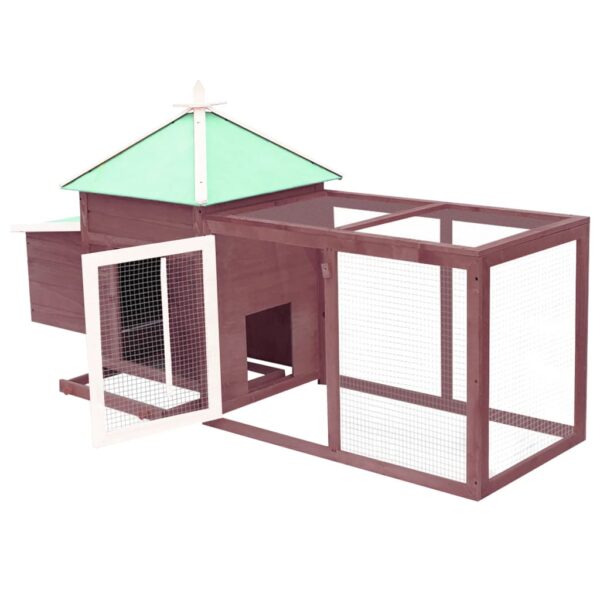 vidaXL Chicken Coop with Nest Box Mocha 74.8"x28.3"x40.2" Solid Firwood - Image 3