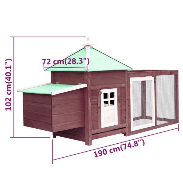 vidaXL Chicken Coop with Nest Box Mocha 74.8"x28.3"x40.2" Solid Firwood - Image 6