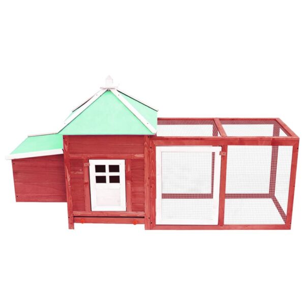 vidaXL Chicken Coop with Nest Box Red 74.8"x28.3"x40.2" Solid Firwood - Image 2