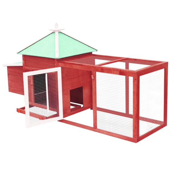 vidaXL Chicken Coop with Nest Box Red 74.8"x28.3"x40.2" Solid Firwood - Image 3