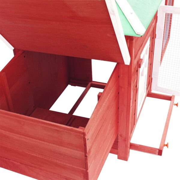 vidaXL Chicken Coop with Nest Box Red 74.8"x28.3"x40.2" Solid Firwood - Image 4