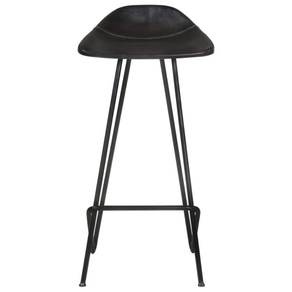 vidaXL Bar Stools 2 pcs Black Real Leather - Image 5