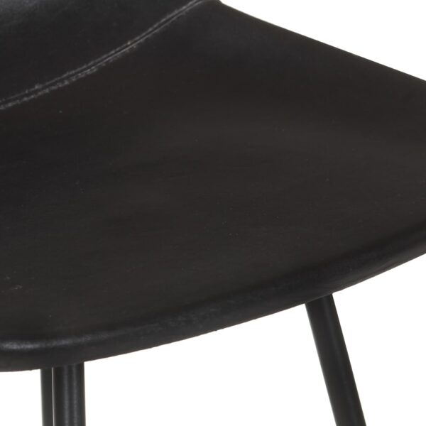 vidaXL Bar Stools 2 pcs Black Real Leather - Image 9