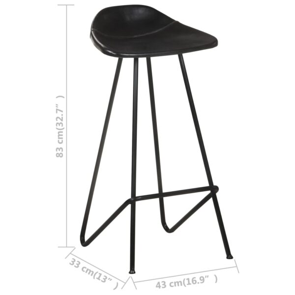 vidaXL Bar Stools 4 pcs Black Real Leather - Image 12