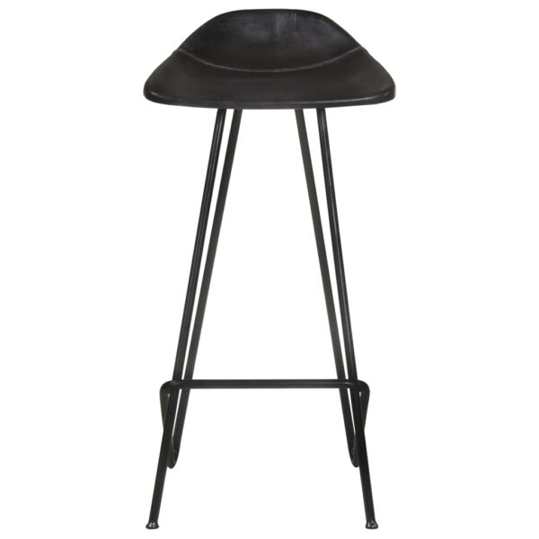 vidaXL Bar Stools 4 pcs Black Real Leather - Image 5