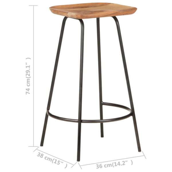 vidaXL Bar Stools 2 pcs Solid Acacia Wood - Image 10