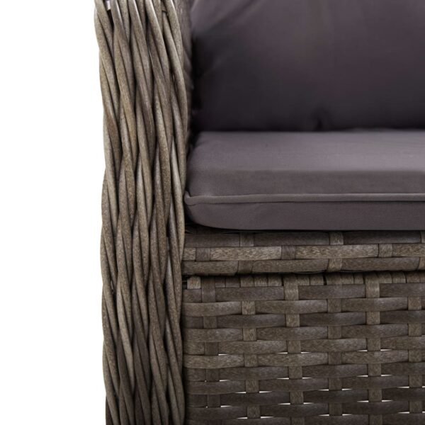 vidaXL 3 Piece Patio Bistro Set Poly Rattan Gray - Image 7