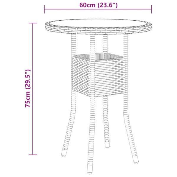 vidaXL 3 Piece Patio Bistro Set Poly Rattan Gray - Image 11