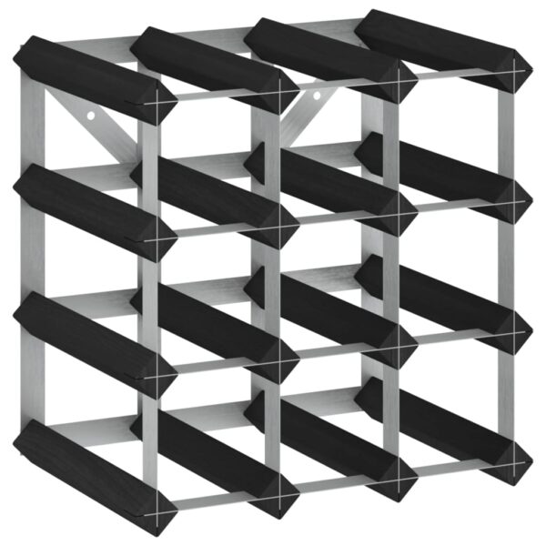 vidaXL Wine Rack for 12 Bottles Black Solid Pine Wood - Image 2