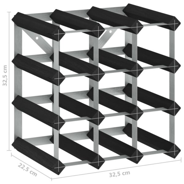 vidaXL Wine Rack for 12 Bottles Black Solid Pine Wood - Image 5