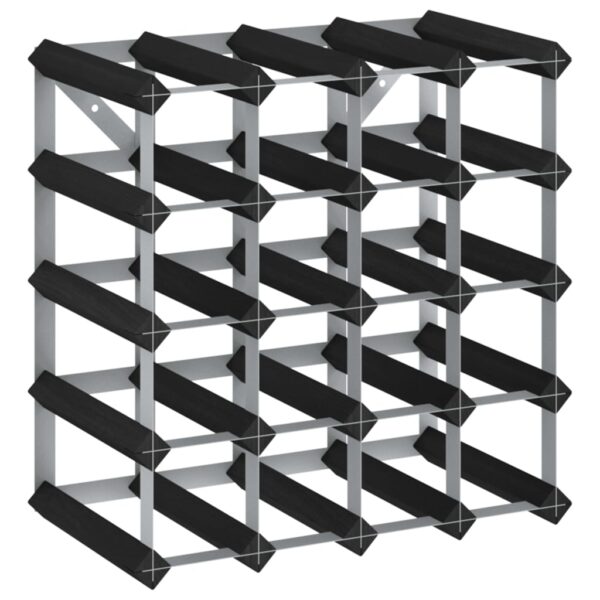 vidaXL Wine Rack for 20 Bottles Black Solid Pine Wood - Image 2