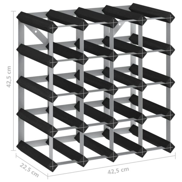 vidaXL Wine Rack for 20 Bottles Black Solid Pine Wood - Image 5