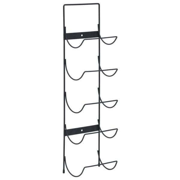 vidaXL Wall Mounted Wine Rack for 5 Bottles Black Iron - Image 2