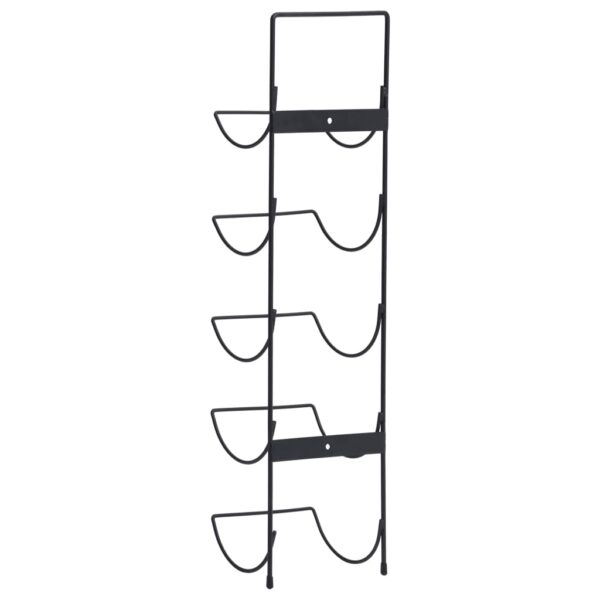 vidaXL Wall Mounted Wine Rack for 5 Bottles Black Iron - Image 5