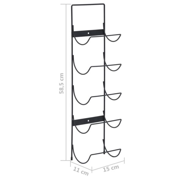 vidaXL Wall Mounted Wine Rack for 5 Bottles Black Iron - Image 7