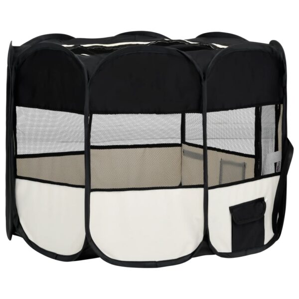 vidaXL Foldable Dog Playpen with Carrying Bag Black 35.4"x35.4"x22.8" - Image 4