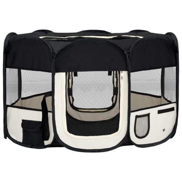 vidaXL Foldable Dog Playpen with Carrying Bag Black 49.2"x49.2"x24" - Image 2