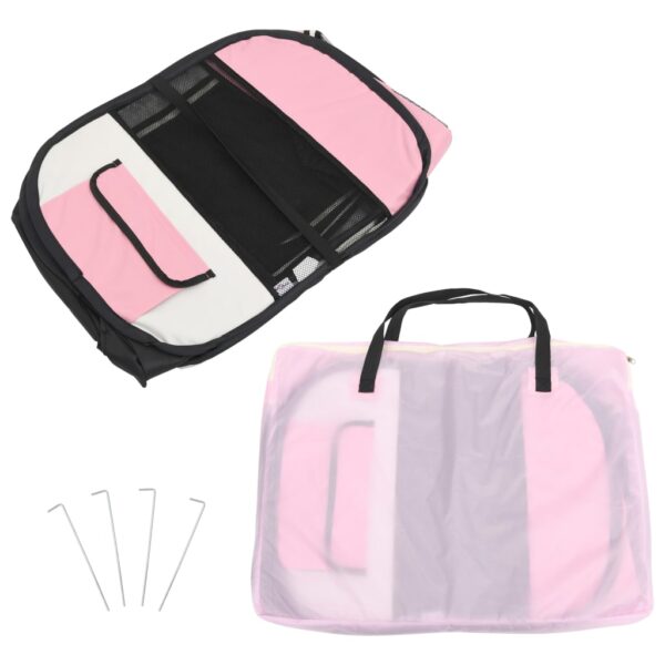 vidaXL Foldable Dog Playpen with Carrying Bag Pink 49.2"x49.2"x24" - Image 10