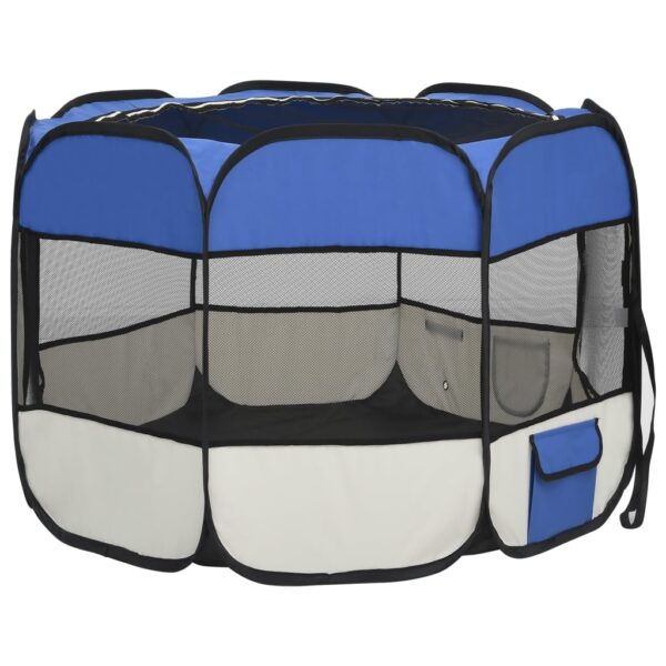 vidaXL Foldable Dog Playpen with Carrying Bag Blue 35.4"x35.4"x22.8" - Image 4