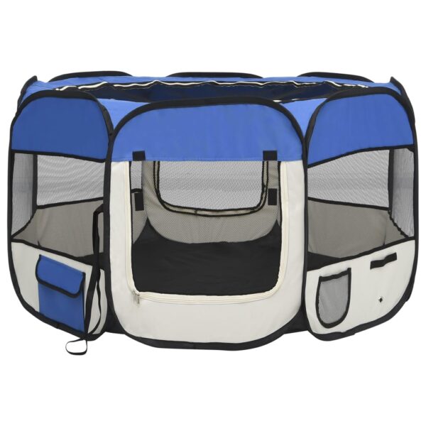 vidaXL Foldable Dog Playpen with Carrying Bag Blue 43.3"x43.3"x22.8" - Image 2