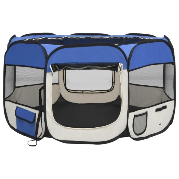 vidaXL Foldable Dog Playpen with Carrying Bag Blue 43.3"x43.3"x22.8" - Image 3