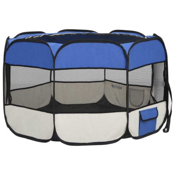 vidaXL Foldable Dog Playpen with Carrying Bag Blue 43.3"x43.3"x22.8" - Image 4