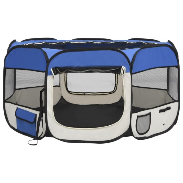 vidaXL Foldable Dog Playpen with Carrying Bag Blue 49.2"x49.2"x24" - Image 3