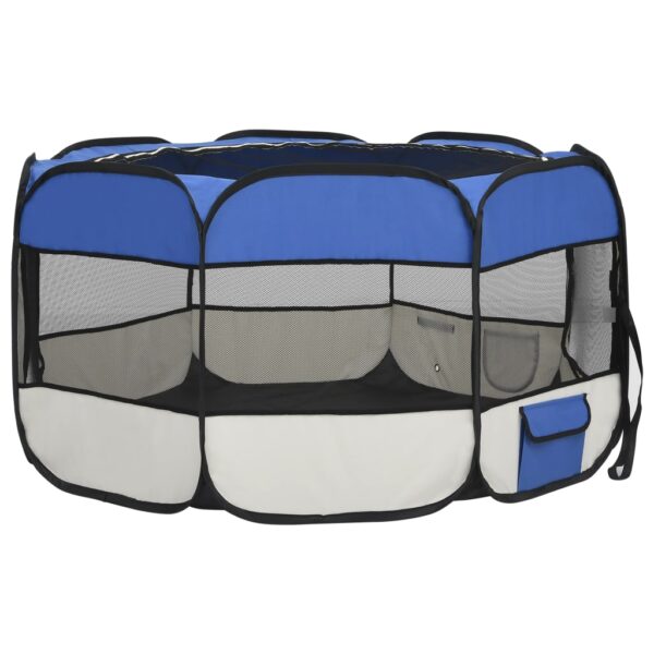 vidaXL Foldable Dog Playpen with Carrying Bag Blue 49.2"x49.2"x24" - Image 5