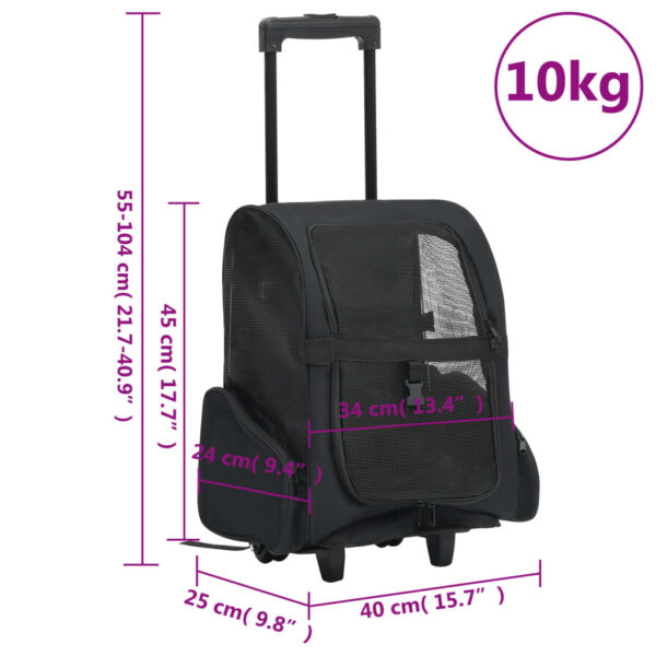 vidaXL Foldable Multipurpose Pet Trolley Black - Image 8