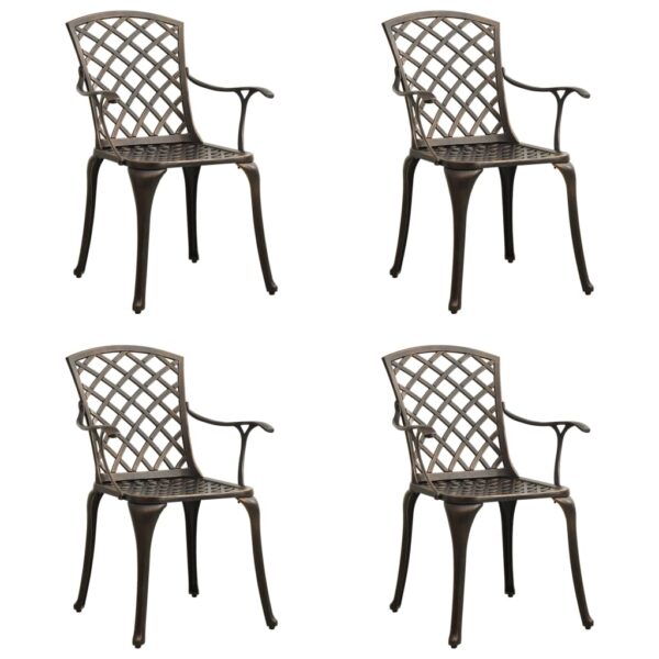 vidaXL Patio Chairs 4 pcs Cast Aluminum Bronze