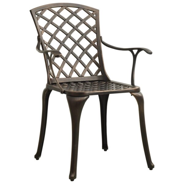 vidaXL Patio Chairs 4 pcs Cast Aluminum Bronze - Image 2