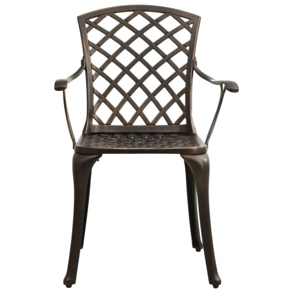 vidaXL Patio Chairs 4 pcs Cast Aluminum Bronze - Image 3