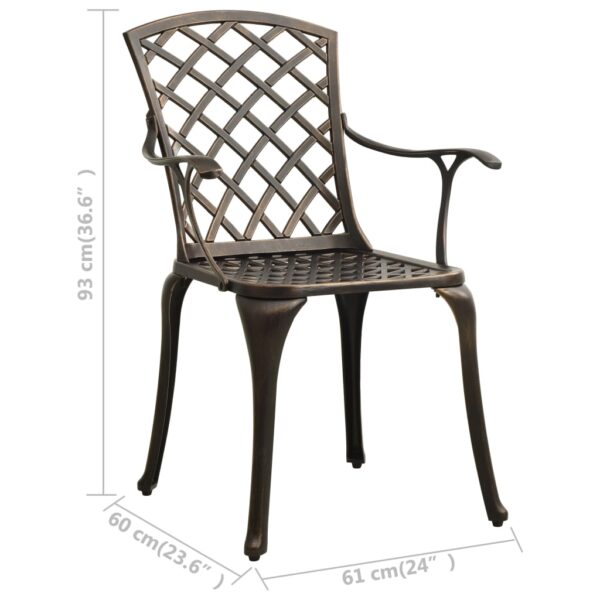 vidaXL Patio Chairs 4 pcs Cast Aluminum Bronze - Image 8